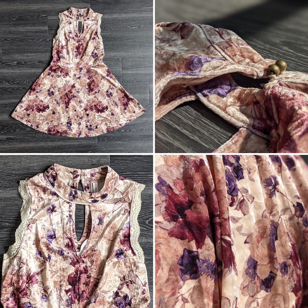 Choker Neck Velvety Mini-Dress